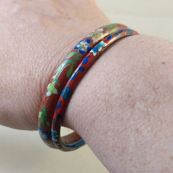 Colorful Cloisonné Bangle Set - Picture 5 of 16